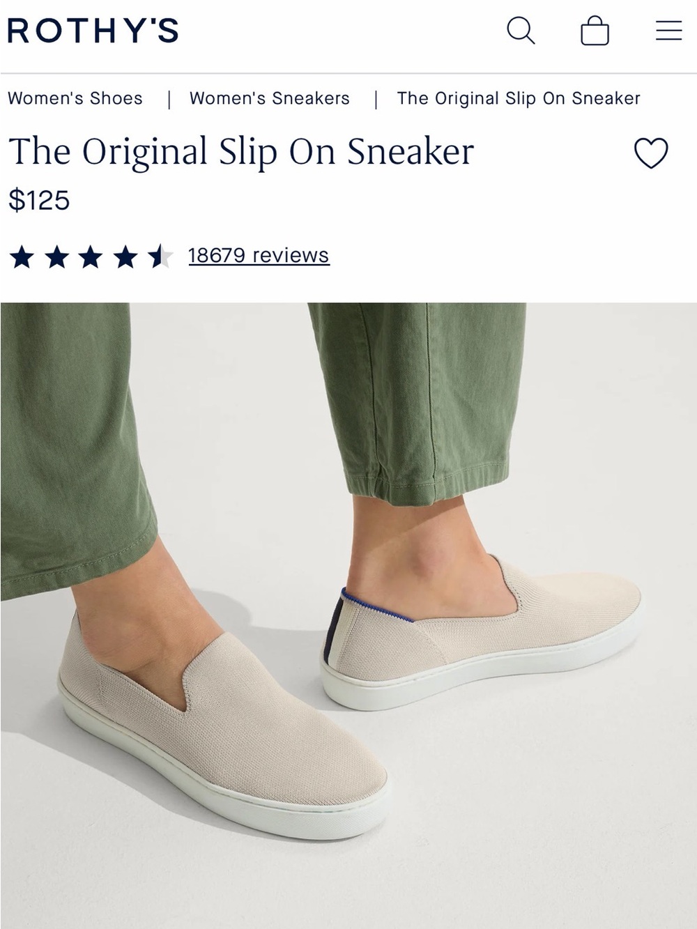 Rothy's The Original Slip-On Sneaker in Natural, Women’s NWOT